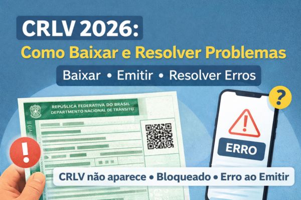 CRLV 2026 como baixar pelo celular e resolver erros como CRLV não aparece ou bloqueado